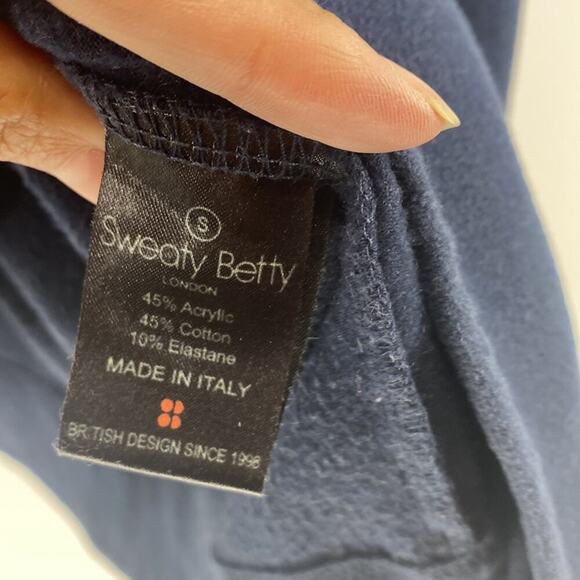 Sweaty Betty Navy Blue Escape Luxe Italian Fleece Hoodie Hoody longline cozy S - Picture 8 of 12